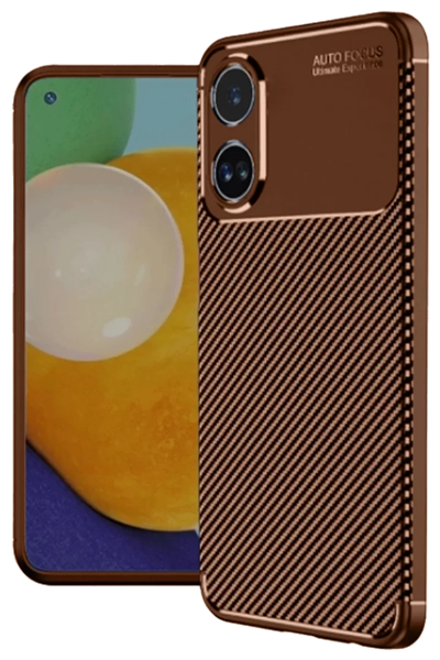 A38 Kılıf Auto Focus Karbon Kapak - Kahverengi