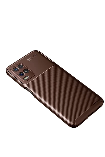 A54 4G Kılıf Auto Focus Karbon Kapak - Kahverengi