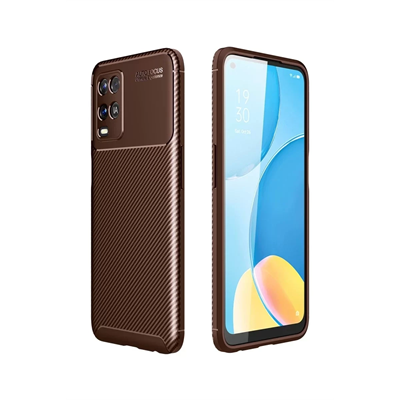 A54 4G Kılıf Auto Focus Karbon Kapak - Kahverengi