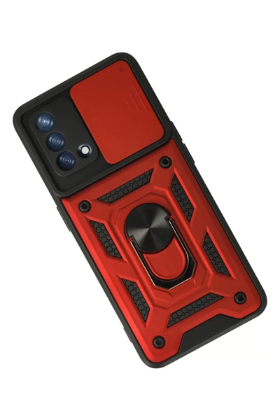 A74 4G Kılıf Pars Lens Yüzüklü Silikon - Kırmızı