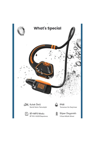 AS9 Suya Dayanıklı Bluetooth Kulaklık - Siyah