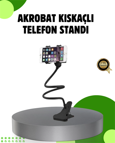 Akrobat Masaüstü Mandallı Telefon Tutucu 360 Derece Dönebilen