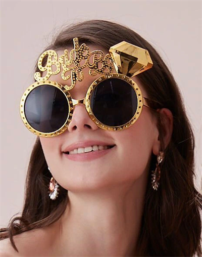 Altın Renk Bride To Be Yazılı Gelin Gözlüğü