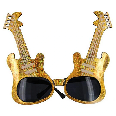 Altın Renk Gitar Şekilli Parti Gözlüğü