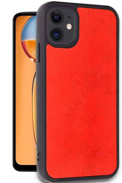 Apple iPhone 11 Kılıf Aras Deri Kapak - Kırmızı