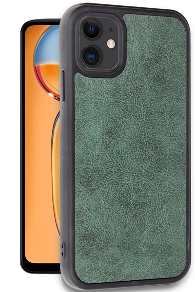 Apple iPhone 11 Kılıf Aras Deri Kapak - Koyu Yeşil