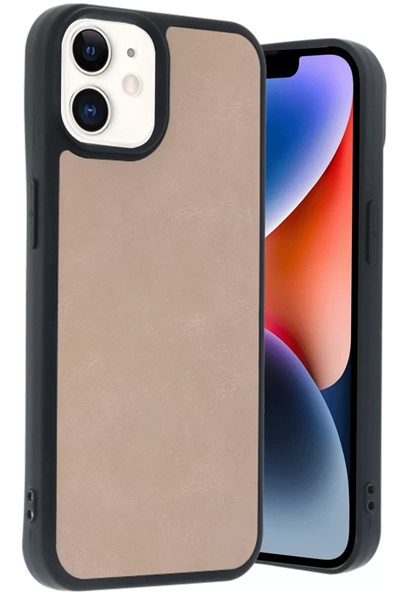 Apple iPhone 11 Kılıf Aras Deri Kapak - Pudra