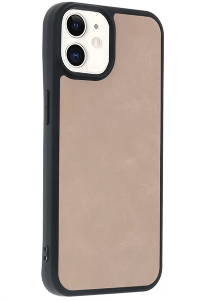 Apple iPhone 11 Kılıf Aras Deri Kapak - Pudra
