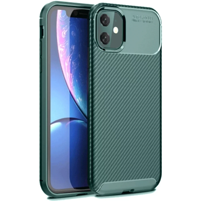 Apple iPhone 11 Kılıf Auto Focus Karbon Kapak - Koyu Yeşil