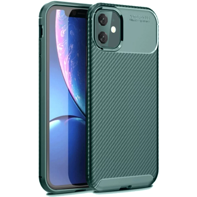 Apple iPhone 11 Kılıf Auto Focus Karbon Kapak - Koyu Yeşil