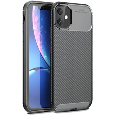 Apple iPhone 11 Kılıf Auto Focus Karbon Kapak - Siyah