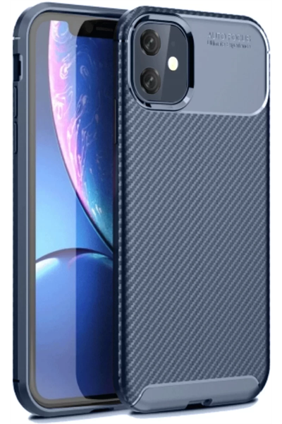 Apple iPhone 11 Kılıf Auto Focus Karbon Kapak - Lacivert