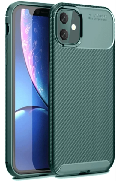 Apple iPhone 11 Kılıf Auto Focus Karbon Kapak - Koyu Yeşil