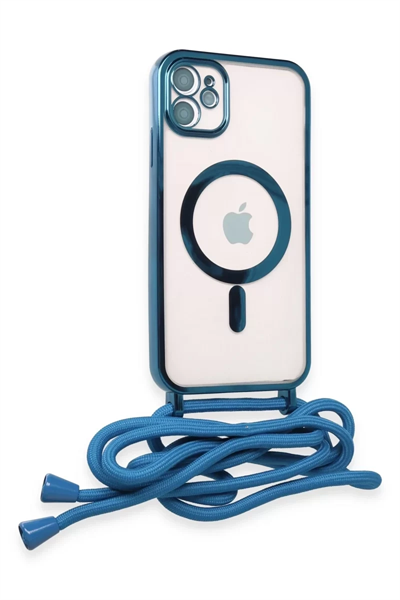 Apple iPhone 11 Kılıf Divo Lazer Askılı Magsafe Kapak - Sierra Blue