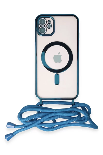 Apple iPhone 11 Kılıf Divo Lazer Askılı Magsafe Kapak - Sierra Blue