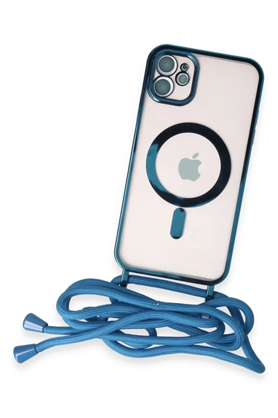 Apple iPhone 11 Kılıf Divo Lazer Askılı Magsafe Kapak - Sierra Blue