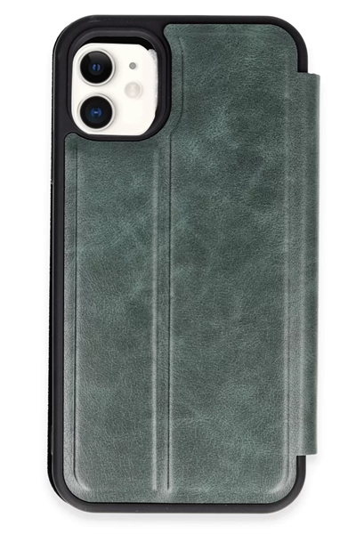Apple iPhone 11 Kılıf Flip Cover - Koyu Yeşil