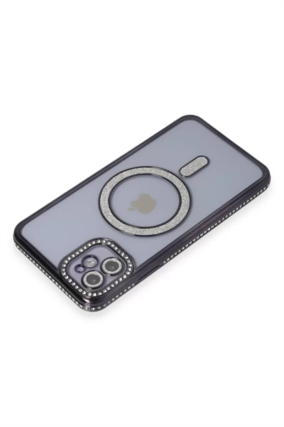 Apple iPhone 11 Kılıf Joke Simli Magneticsafe Kılıf - Siyah