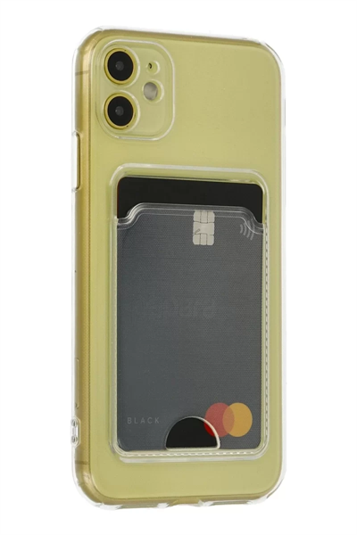 Apple iPhone 11 Kılıf Kart Şeffaf Silikon - Şeffaf