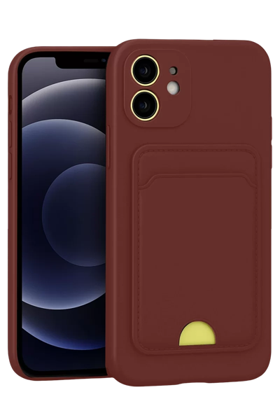 Apple iPhone 11 Kılıf Kelvin Kartvizitli Silikon - Bordo