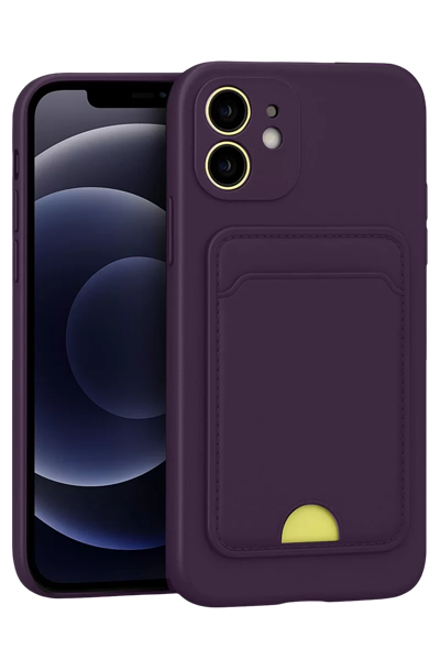 Apple iPhone 11 Kılıf Kelvin Kartvizitli Silikon - Derin Mor