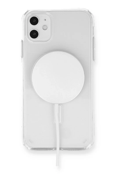 Apple iPhone 11 Kılıf Magneticsafe Şeffaf Silikon - Şeffaf