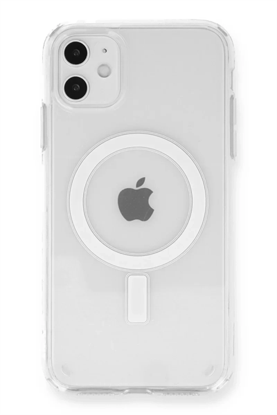 Apple iPhone 11 Kılıf Magneticsafe Şeffaf Silikon - Şeffaf