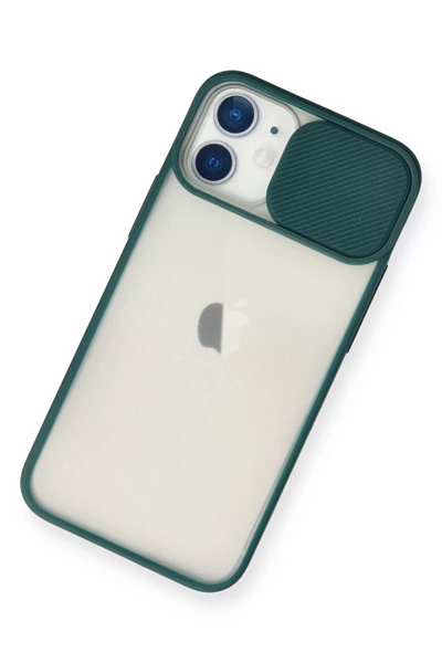 Apple iPhone 11 Kılıf Palm Buzlu Kamera Sürgülü Silikon - Yeşil