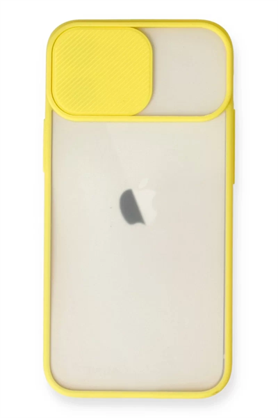Apple iPhone 11 Kılıf Palm Buzlu Kamera Sürgülü Silikon - Sarı