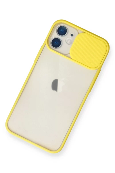 Apple iPhone 11 Kılıf Palm Buzlu Kamera Sürgülü Silikon - Sarı