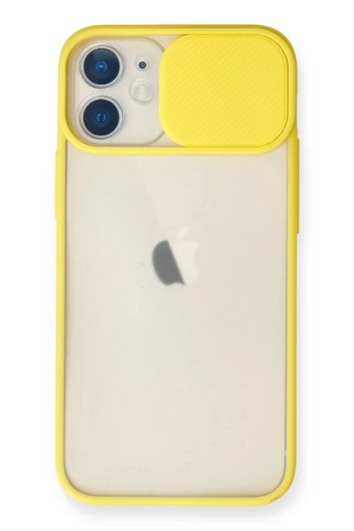 Apple iPhone 11 Kılıf Palm Buzlu Kamera Sürgülü Silikon - Sarı