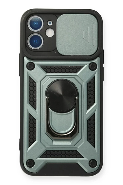 Apple iPhone 11 Kılıf Pars Lens Yüzüklü Silikon - Yeşil