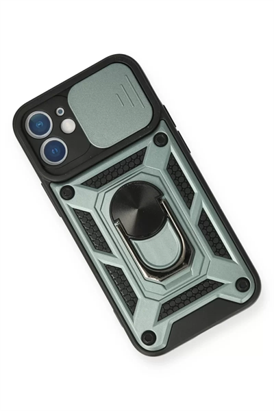 Apple iPhone 11 Kılıf Pars Lens Yüzüklü Silikon - Yeşil