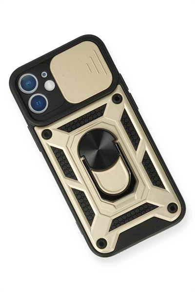 Apple iPhone 11 Kılıf Pars Lens Yüzüklü Silikon - Gold