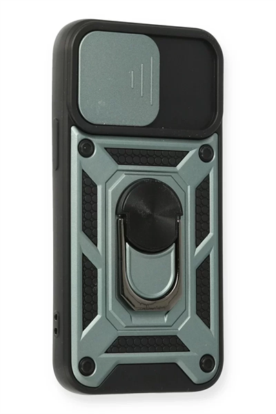 Apple iPhone 11 Kılıf Pars Lens Yüzüklü Silikon - Yeşil