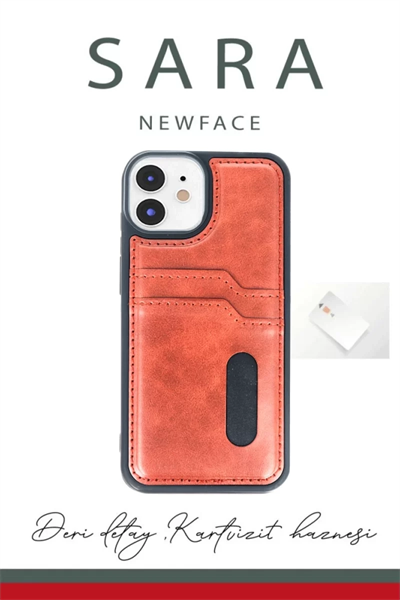 Apple iPhone 11 Kılıf Sara Kartvizitli Deri Kılıf - Siyah