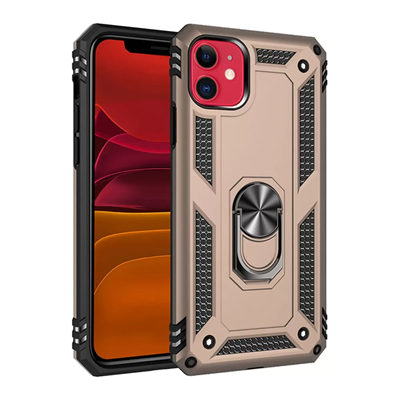 Apple iPhone 11 Kılıf Sofya Yüzüklü Silikon Kapak - Gold