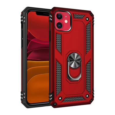Apple iPhone 11 Kılıf Sofya Yüzüklü Silikon Kapak - Kırmızı