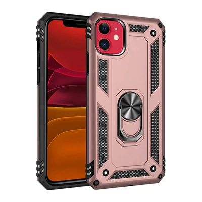 Apple iPhone 11 Kılıf Sofya Yüzüklü Silikon Kapak - Rose