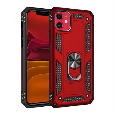 Apple iPhone 11 Kılıf Sofya Yüzüklü Silikon Kapak - Kırmızı