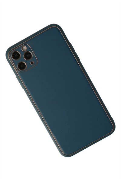 Apple iPhone 11 Pro Kılıf Coco Deri Silikon Kapak - Mavi