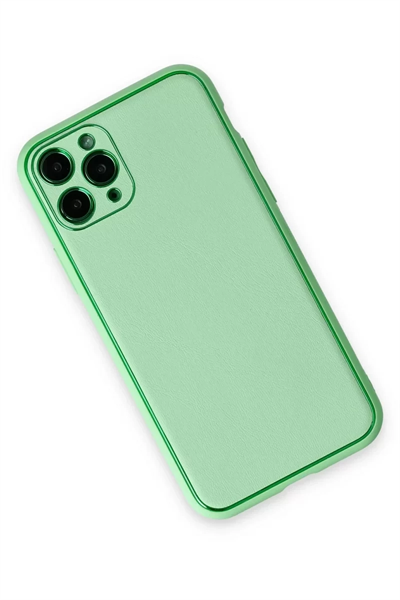 Apple iPhone 11 Pro Kılıf Coco Deri Silikon Kapak - Açık Yeşil