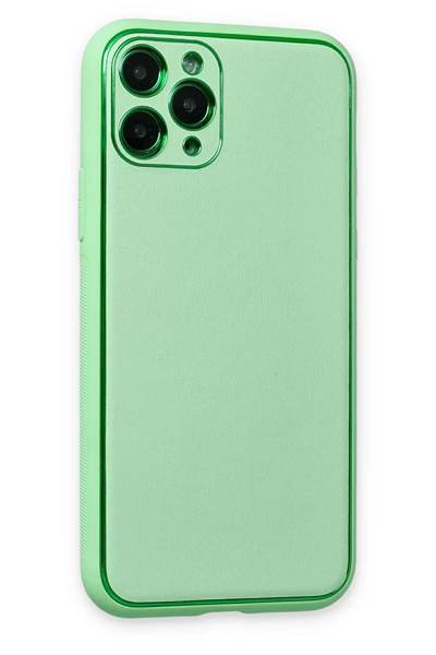 Apple iPhone 11 Pro Kılıf Coco Deri Silikon Kapak - Açık Yeşil