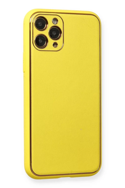 Apple iPhone 11 Pro Kılıf Coco Deri Silikon Kapak - Sarı