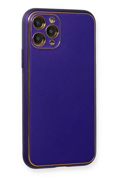 Apple iPhone 11 Pro Kılıf Coco Deri Silikon Kapak - Mor