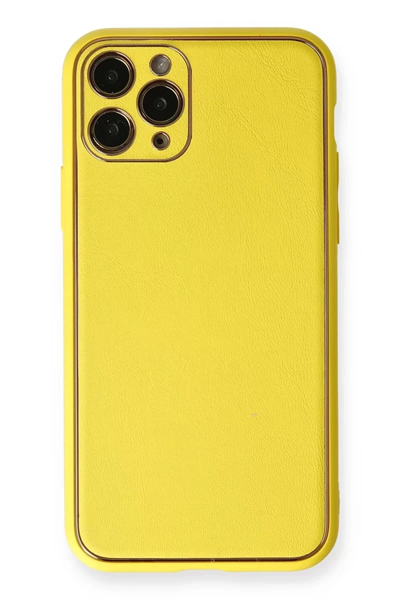 Apple iPhone 11 Pro Kılıf Coco Deri Silikon Kapak - Sarı
