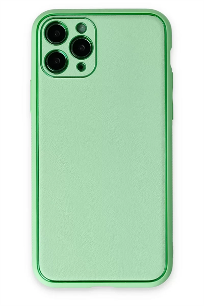 Apple iPhone 11 Pro Kılıf Coco Deri Silikon Kapak - Açık Yeşil