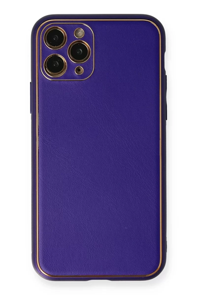 Apple iPhone 11 Pro Kılıf Coco Deri Silikon Kapak - Mor