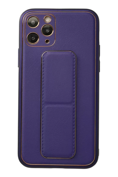 Apple iPhone 11 Pro Kılıf Coco Deri Standlı Kapak - Mor