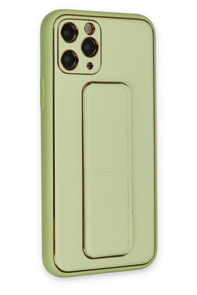 Apple iPhone 11 Pro Kılıf Coco Deri Standlı Kapak - Su Yeşili